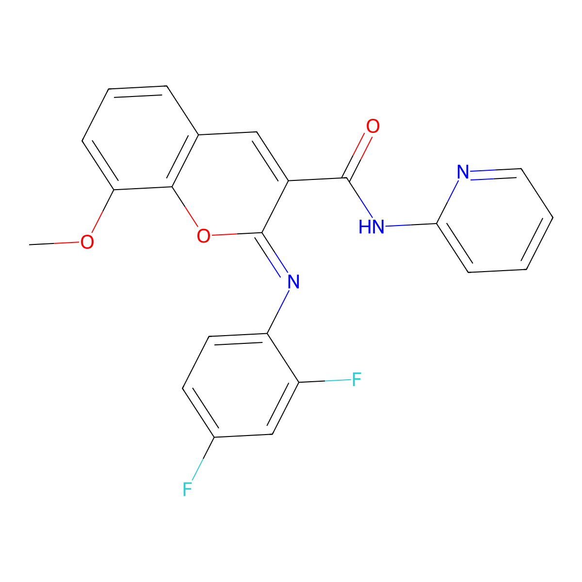 (2Z)-2-[(2,4-difluorophenyl)imino]-8-methoxy-N-(pyridin-2-yl)-2H-chromene-3-carboxamide molecular structure, CAS 1327172-79-1