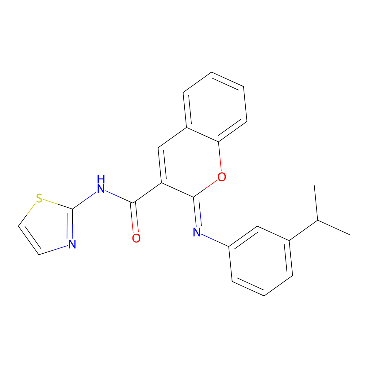 (2Z)-2-{[3-(propan-2-yl)phenyl]imino}-N-(1,3-thiazol-2-yl)-2H-chromene-3-carboxamide molecular structure, CAS 1327172-97-3