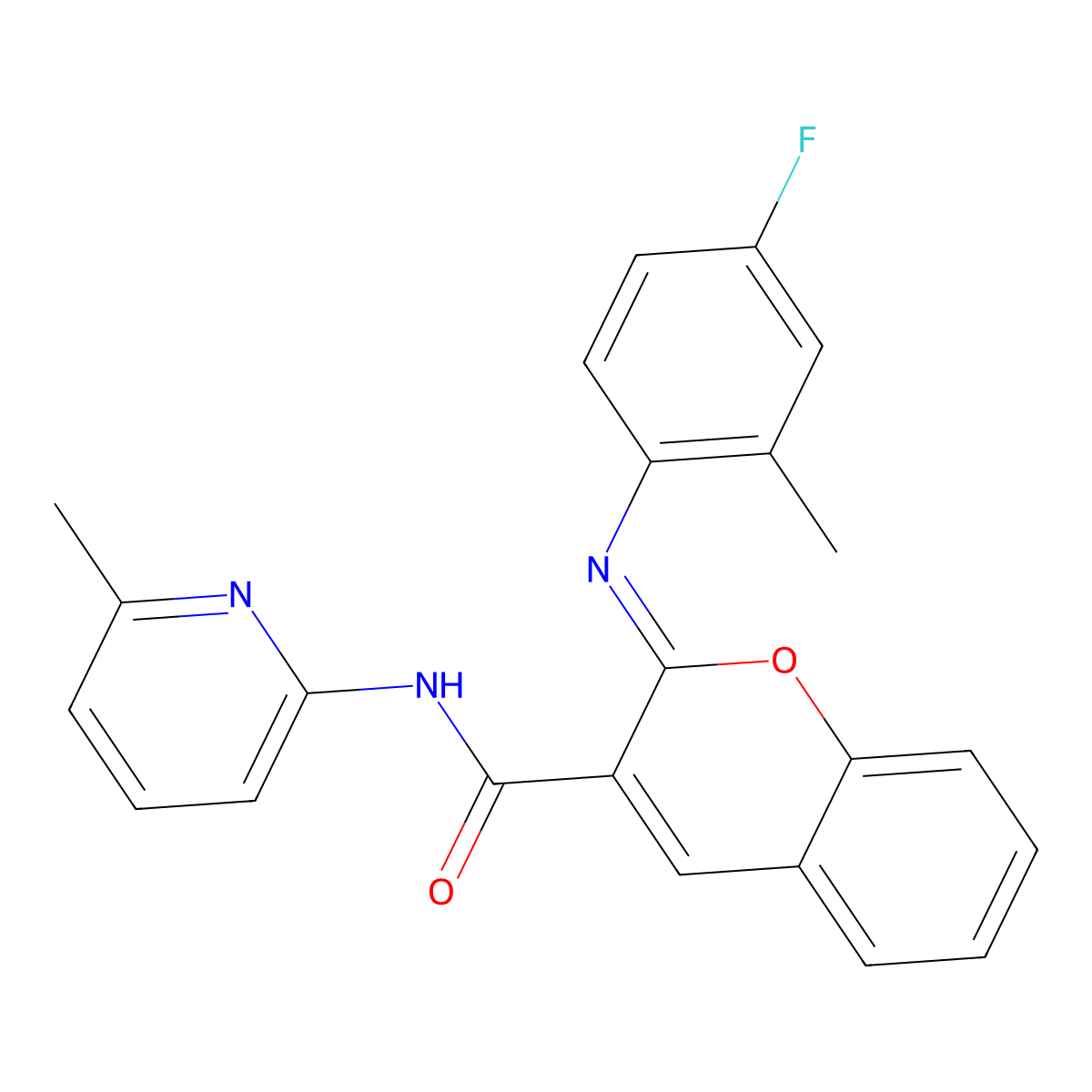 (2Z)-2-[(4-fluoro-2-methylphenyl)imino]-N-(6-methylpyridin-2-yl)-2H-chromene-3-carboxamide molecular structure, CAS 1327173-02-3