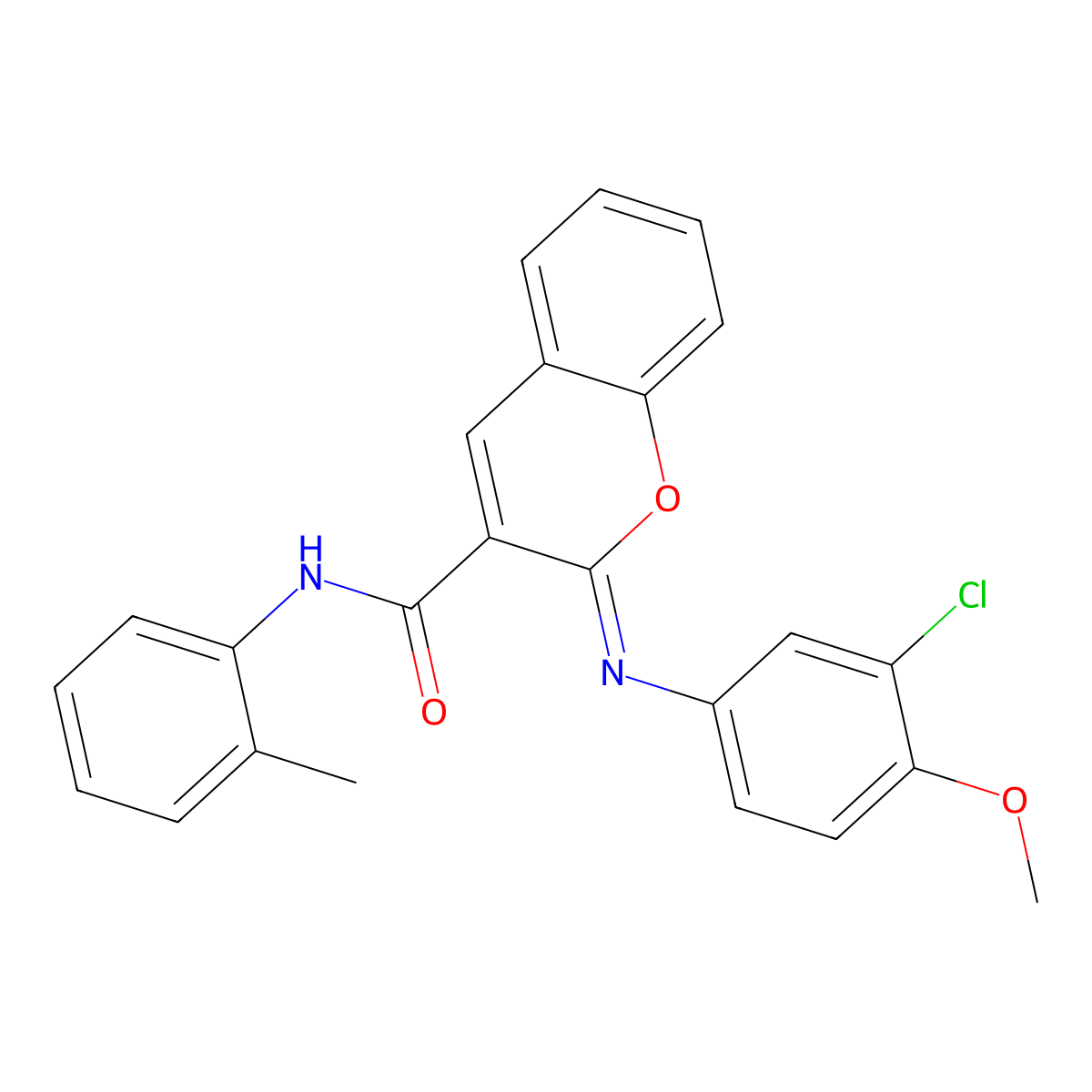 (2Z)-2-[(3-chloro-4-methoxyphenyl)imino]-N-(2-methylphenyl)-2H-chromene-3-carboxamide molecular structure, CAS 1327173-15-8