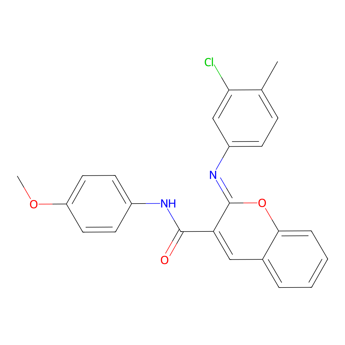 (2Z)-2-[(3-chloro-4-methylphenyl)imino]-N-(4-methoxyphenyl)-2H-chromene-3-carboxamide molecular structure, CAS 1327173-26-1