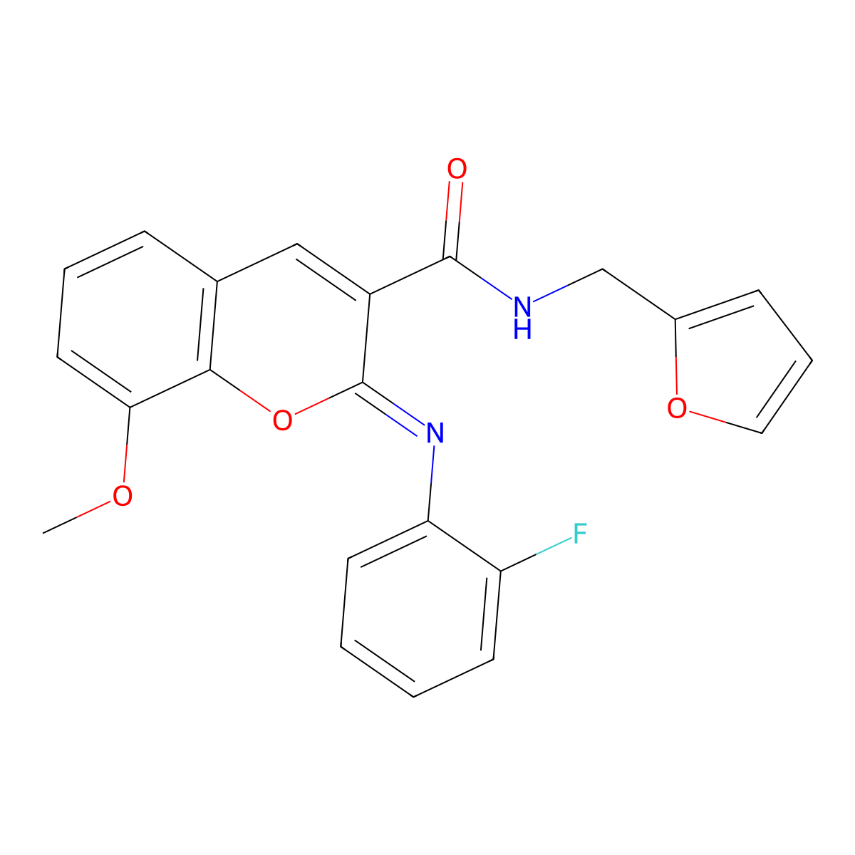 (2Z)-2-[(2-fluorophenyl)imino]-N-(furan-2-ylmethyl)-8-methoxy-2H-chromene-3-carboxamide molecular structure, CAS 1327173-42-1