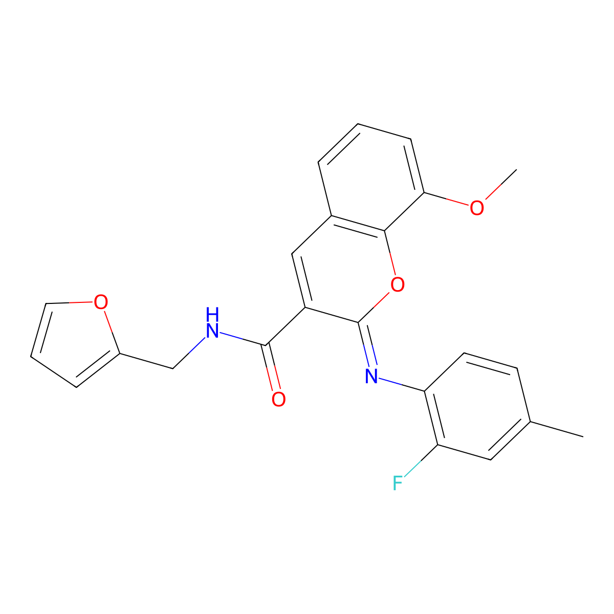 (2Z)-2-[(2-fluoro-4-methylphenyl)imino]-N-(furan-2-ylmethyl)-8-methoxy-2H-chromene-3-carboxamide molecular structure, CAS 1327173-44-3