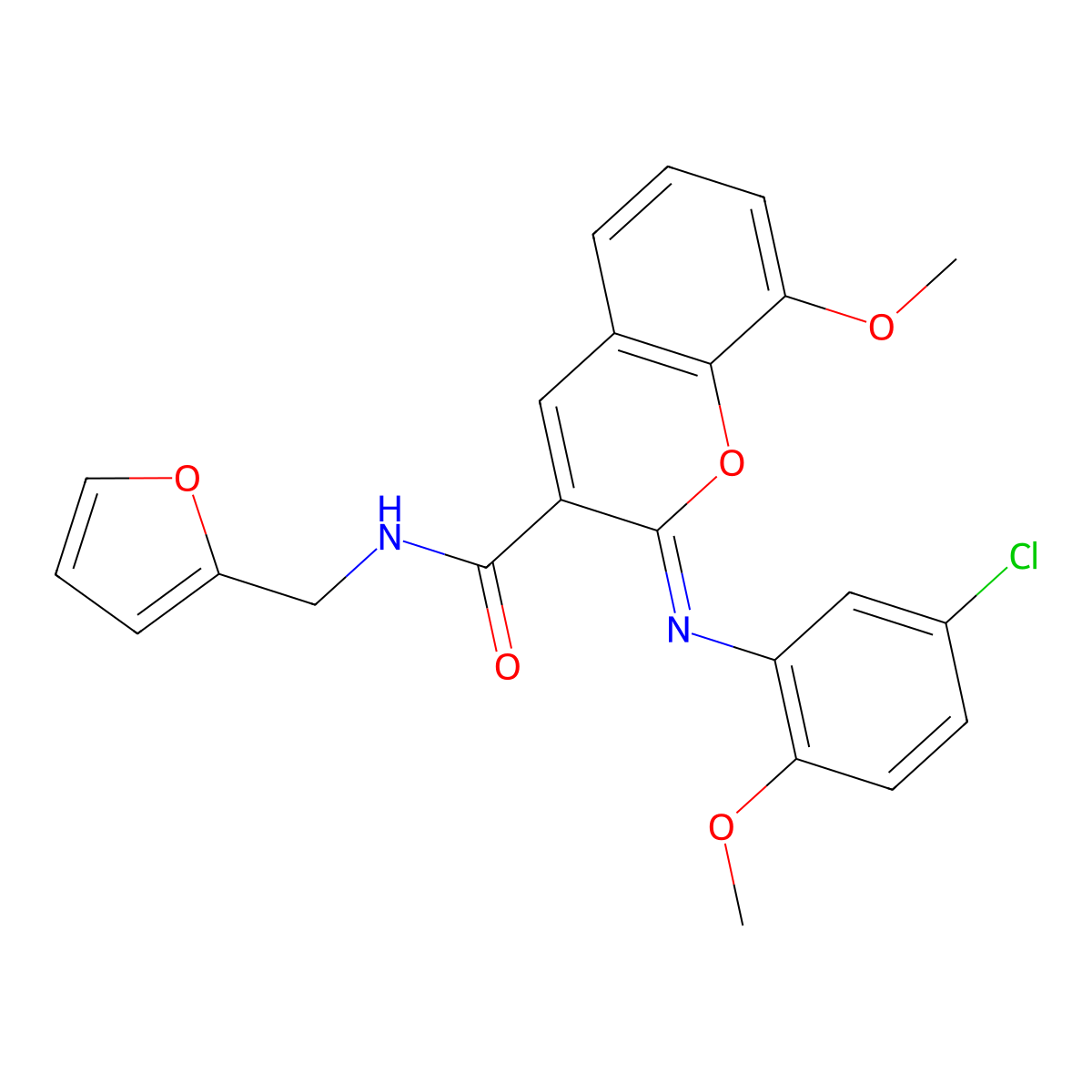 (2Z)-2-[(5-chloro-2-methoxyphenyl)imino]-N-[(furan-2-yl)methyl]-8-methoxy-2H-chromene-3-carboxamide molecular structure, CAS 1327173-45-4
