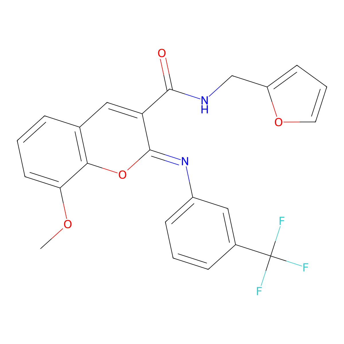 (2Z)-N-[(furan-2-yl)methyl]-8-methoxy-2-{[3-(trifluoromethyl)phenyl]imino}-2H-chromene-3-carboxamide molecular structure, CAS 1327174-13-9