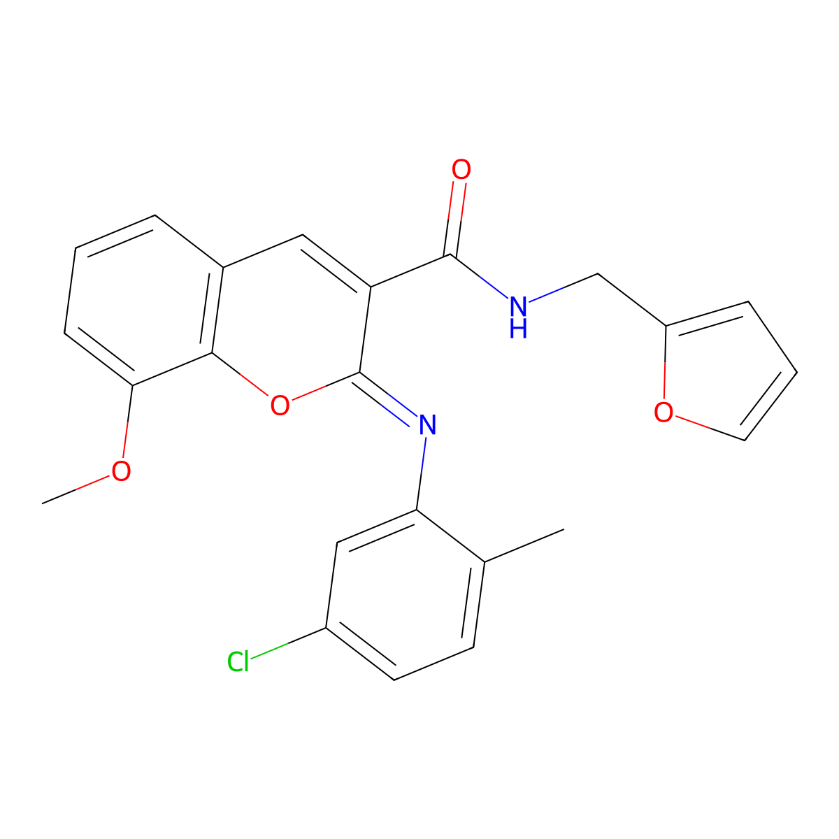 (2Z)-2-[(5-chloro-2-methylphenyl)imino]-N-(furan-2-ylmethyl)-8-methoxy-2H-chromene-3-carboxamide molecular structure, CAS 1327174-17-3