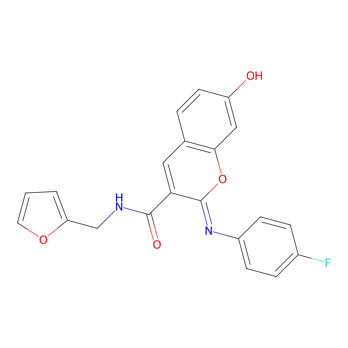 (2Z)-2-[(4-fluorophenyl)imino]-N-(furan-2-ylmethyl)-7-hydroxy-2H-chromene-3-carboxamide molecular structure, CAS 1327174-22-0