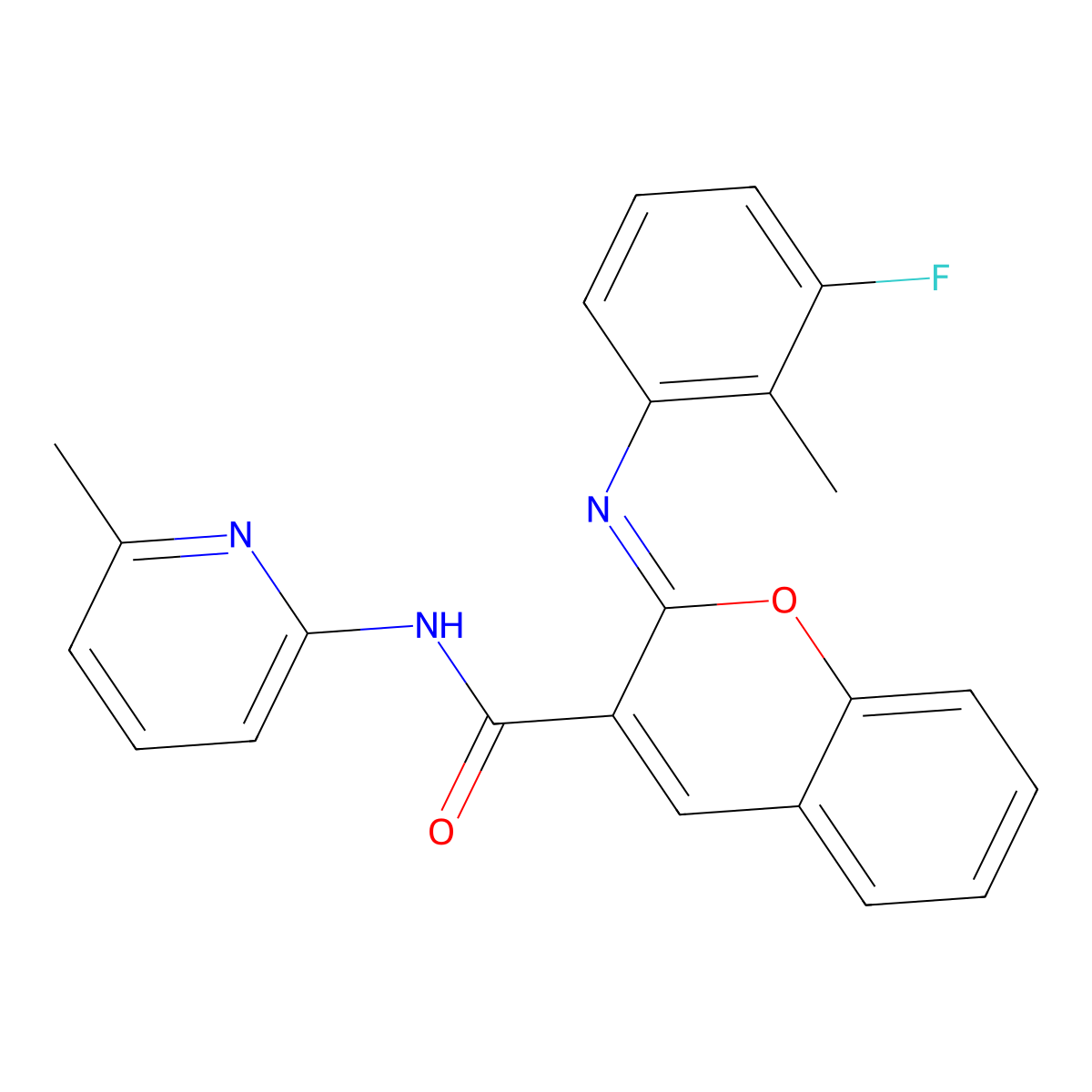 (2Z)-2-[(3-fluoro-2-methylphenyl)imino]-N-(6-methylpyridin-2-yl)-2H-chromene-3-carboxamide molecular structure, CAS 1327174-30-0
