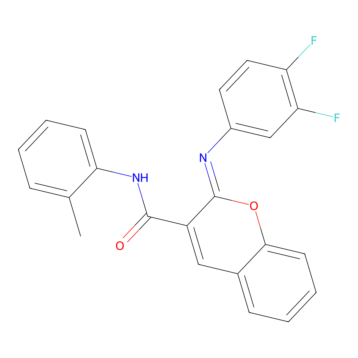 (2Z)-2-[(3,4-difluorophenyl)imino]-N-(2-methylphenyl)-2H-chromene-3-carboxamide molecular structure, CAS 1327174-50-4