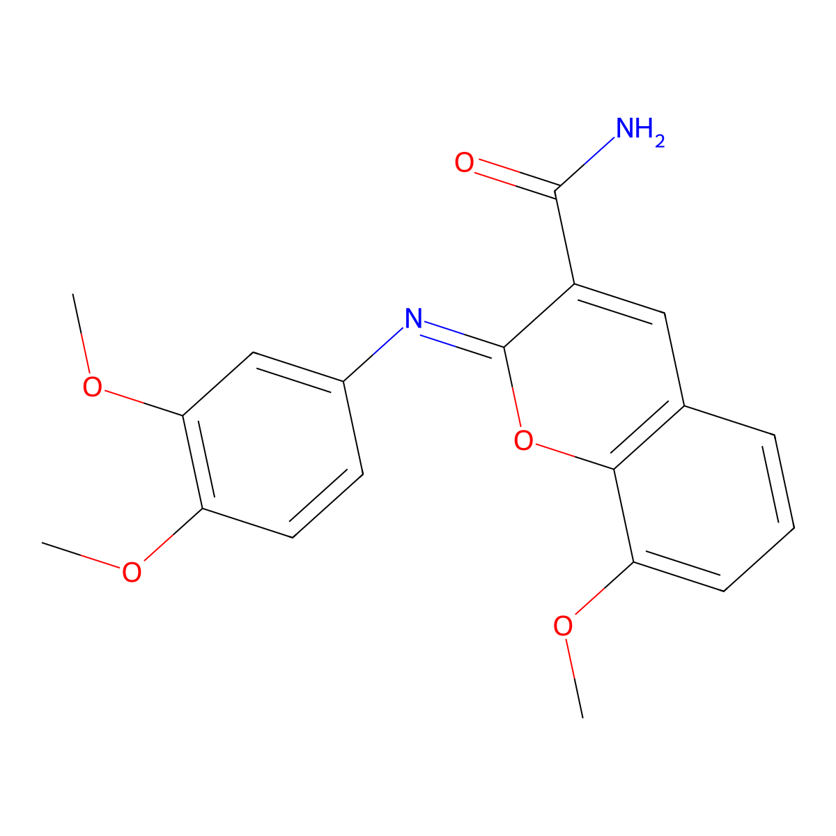 (2Z)-2-[(3,4-dimethoxyphenyl)imino]-8-methoxy-2H-chromene-3-carboxamide molecular structure, CAS 1327174-51-5
