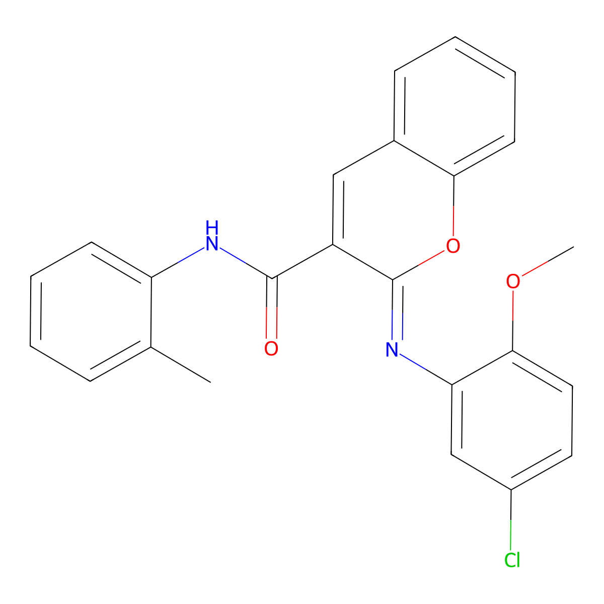 (2Z)-2-[(5-chloro-2-methoxyphenyl)imino]-N-(2-methylphenyl)-2H-chromene-3-carboxamide molecular structure, CAS 1327174-56-0