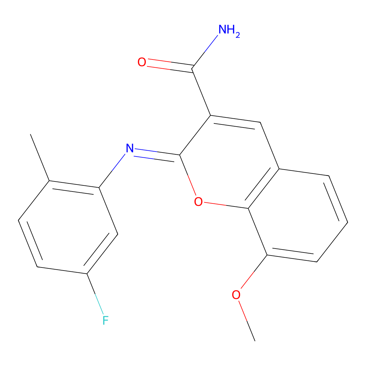 (2Z)-2-[(5-fluoro-2-methylphenyl)imino]-8-methoxy-2H-chromene-3-carboxamide molecular structure, CAS 1327174-59-3