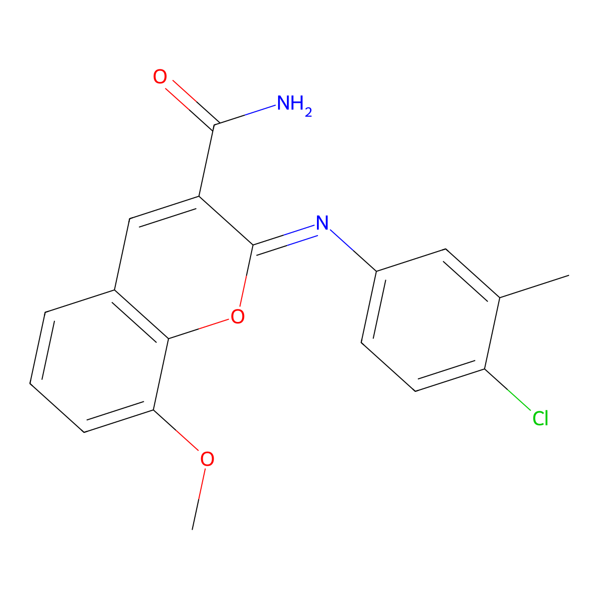 (2Z)-2-[(4-chloro-3-methylphenyl)imino]-8-methoxy-2H-chromene-3-carboxamide molecular structure, CAS 1327174-61-7