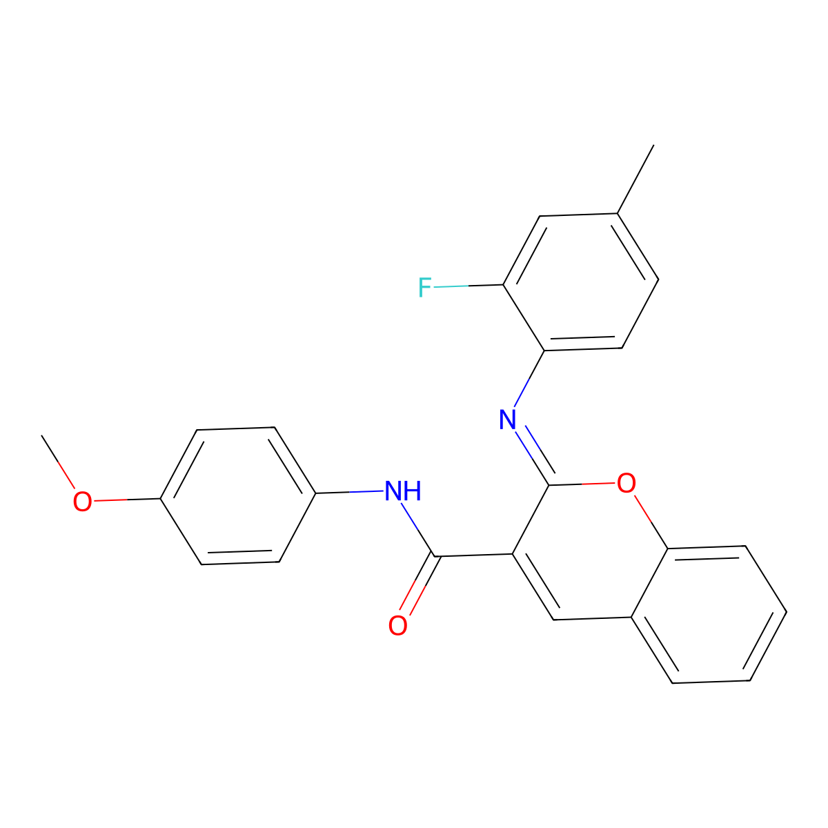(2Z)-2-[(2-fluoro-4-methylphenyl)imino]-N-(4-methoxyphenyl)-2H-chromene-3-carboxamide molecular structure, CAS 1327174-67-3