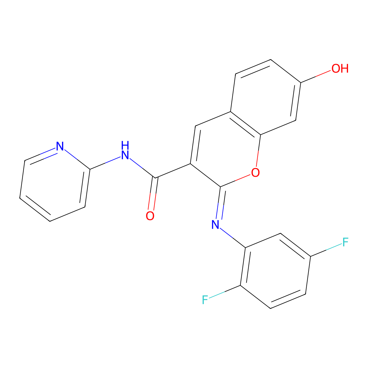 (2Z)-2-[(2,5-difluorophenyl)imino]-7-hydroxy-N-(pyridin-2-yl)-2H-chromene-3-carboxamide molecular structure, CAS 1327174-71-9