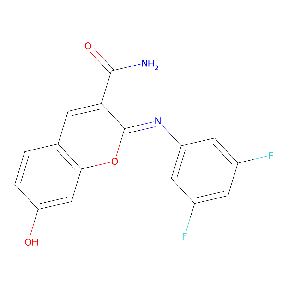 (2Z)-2-[(3,5-difluorophenyl)imino]-7-hydroxy-2H-chromene-3-carboxamide molecular structure, CAS 1327174-73-1