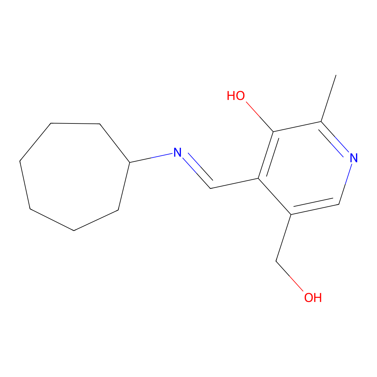 4-[(E)-(cycloheptylimino)methyl]-5-(hydroxymethyl)-2-methylpyridin-3-ol molecular structure, CAS 1327174-99-1