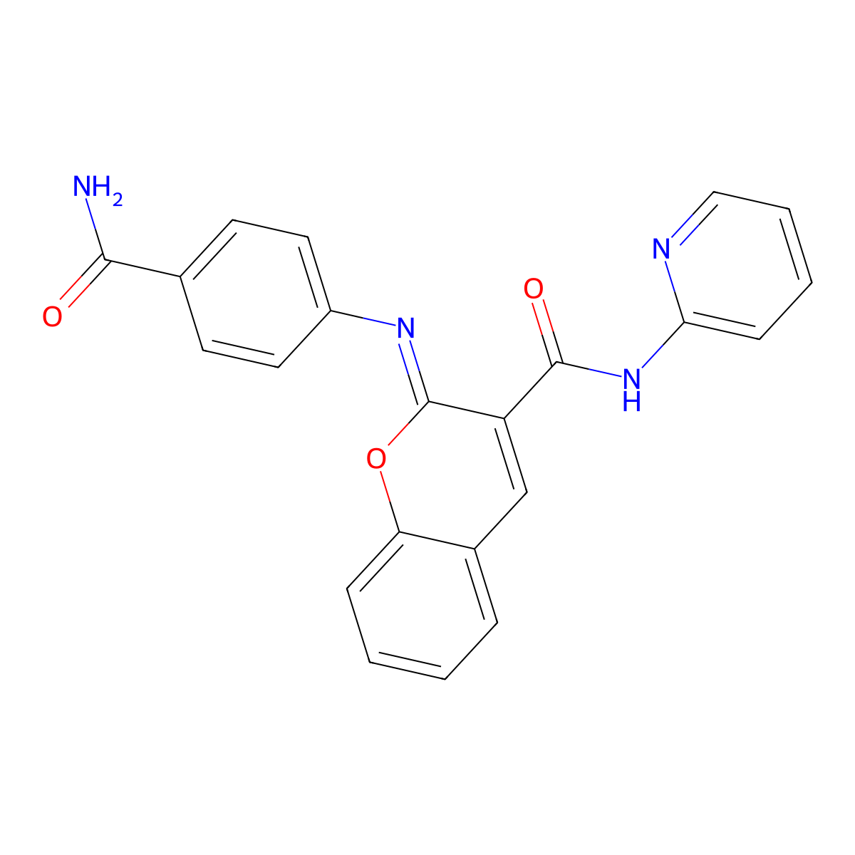 (2Z)-2-[(4-carbamoylphenyl)imino]-N-(pyridin-2-yl)-2H-chromene-3-carboxamide molecular structure, CAS 1327175-52-9