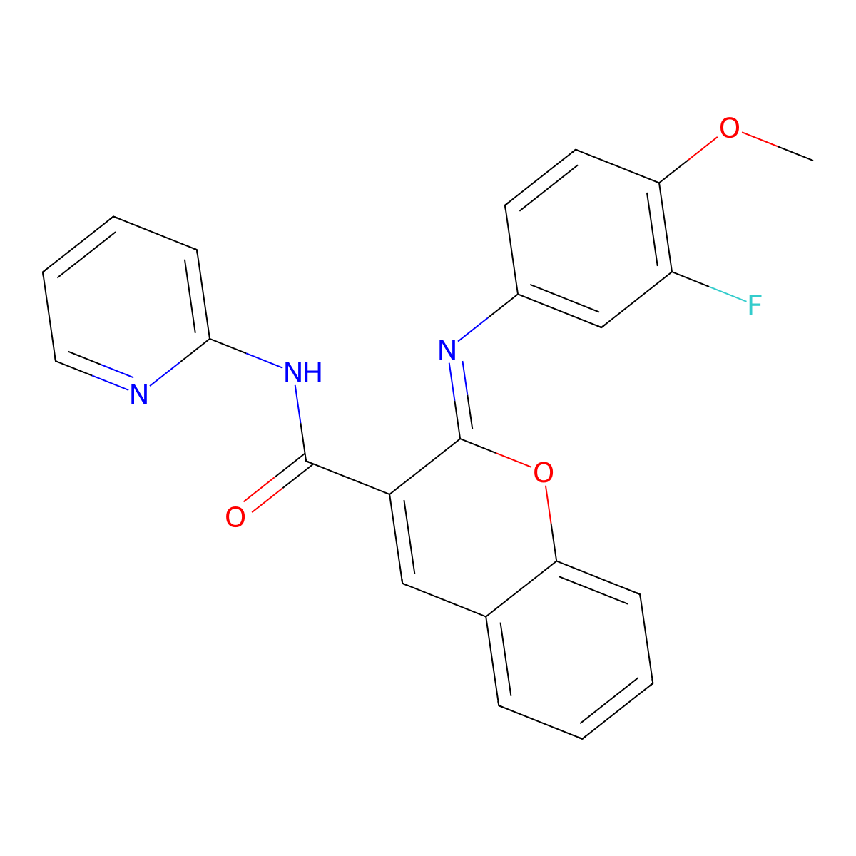 (2Z)-2-[(3-fluoro-4-methoxyphenyl)imino]-N-(pyridin-2-yl)-2H-chromene-3-carboxamide molecular structure, CAS 1327175-61-0