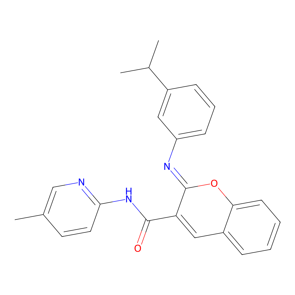(2Z)-N-(5-methylpyridin-2-yl)-2-{[3-(propan-2-yl)phenyl]imino}-2H-chromene-3-carboxamide molecular structure, CAS 1327175-64-3