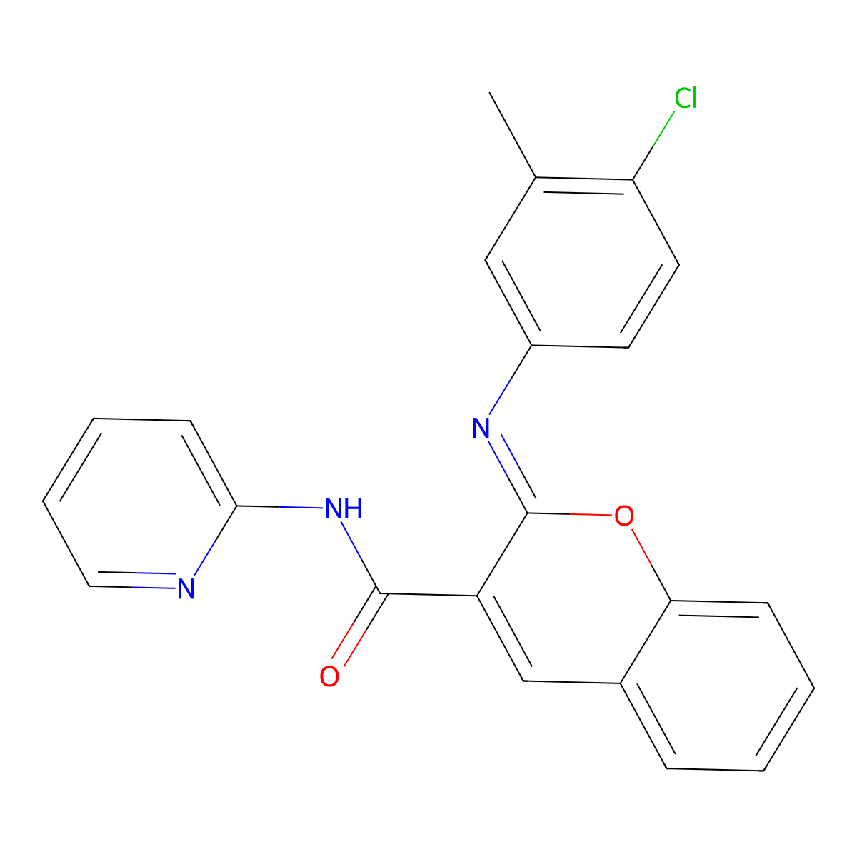 (2Z)-2-[(4-chloro-3-methylphenyl)imino]-N-(pyridin-2-yl)-2H-chromene-3-carboxamide molecular structure, CAS 1327175-80-3