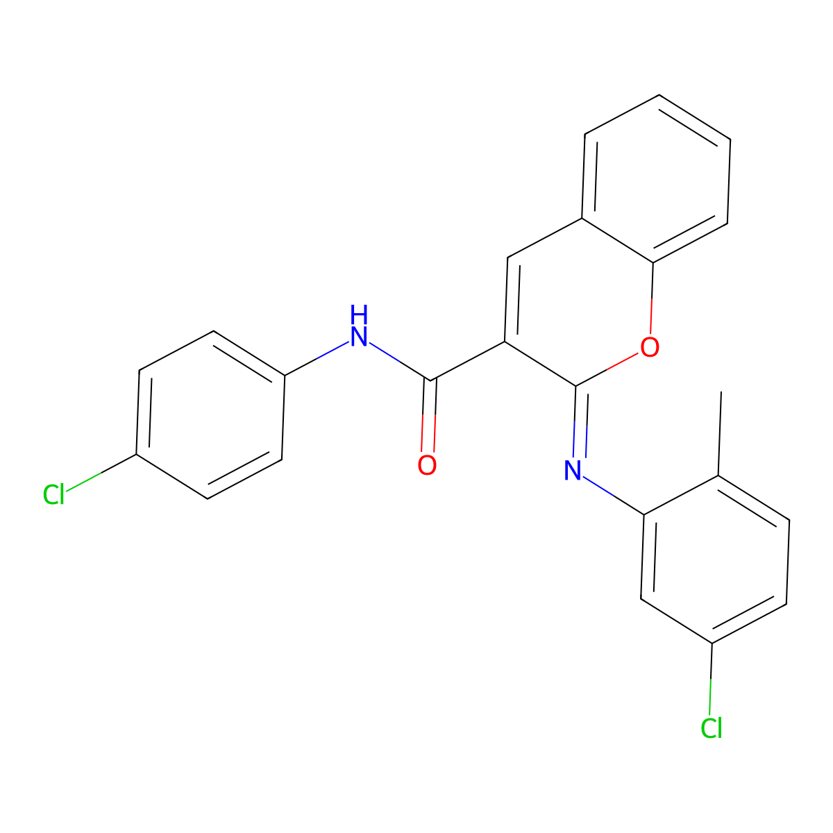 (2Z)-2-[(5-chloro-2-methylphenyl)imino]-N-(4-chlorophenyl)-2H-chromene-3-carboxamide molecular structure, CAS 1327175-83-6