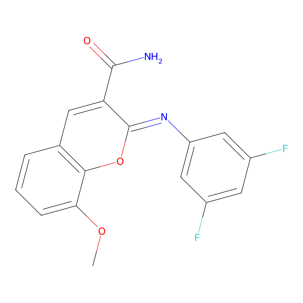 (2Z)-2-[(3,5-difluorophenyl)imino]-8-methoxy-2H-chromene-3-carboxamide molecular structure, CAS 1327175-93-8