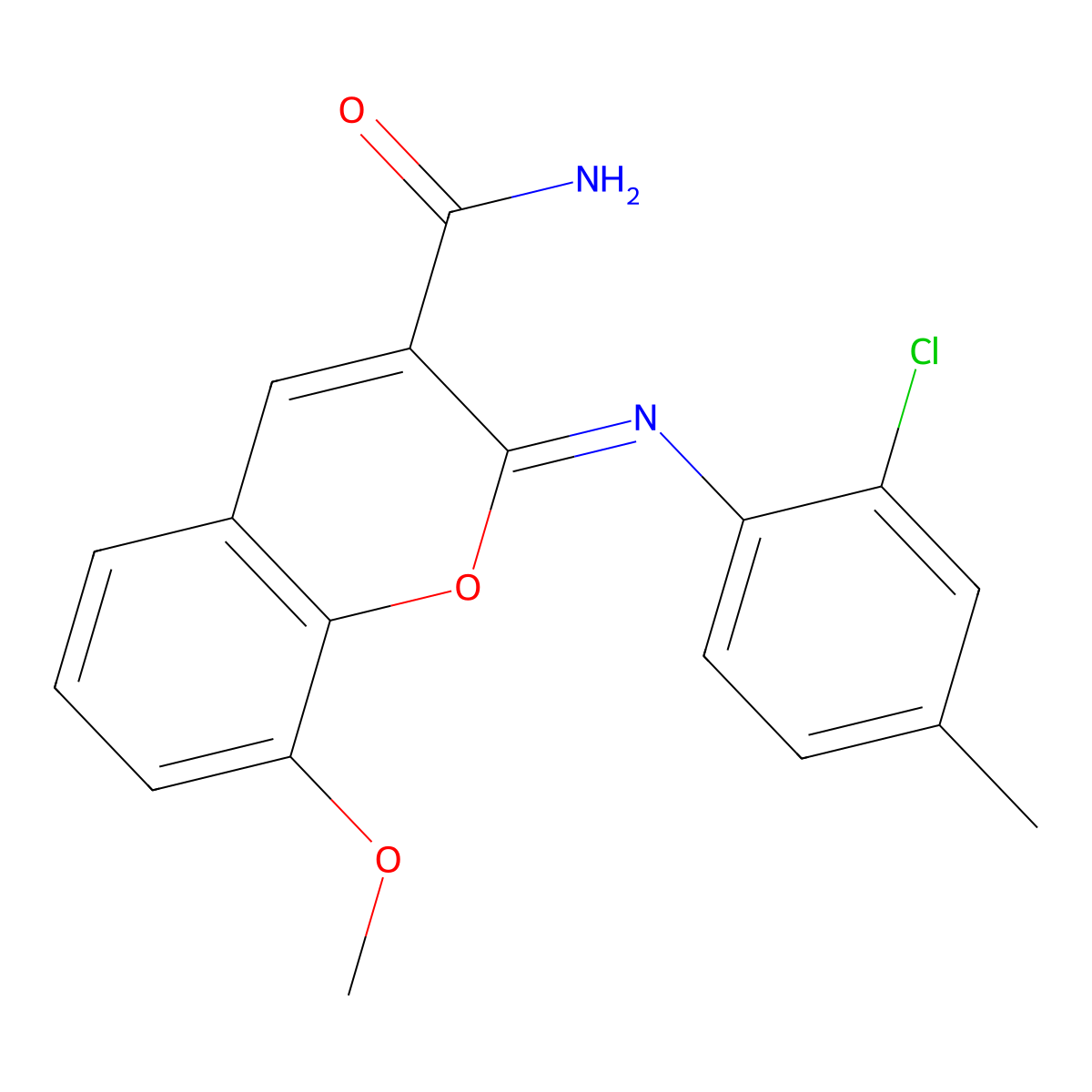 (2Z)-2-[(2-chloro-4-methylphenyl)imino]-8-methoxy-2H-chromene-3-carboxamide molecular structure, CAS 1327175-94-9