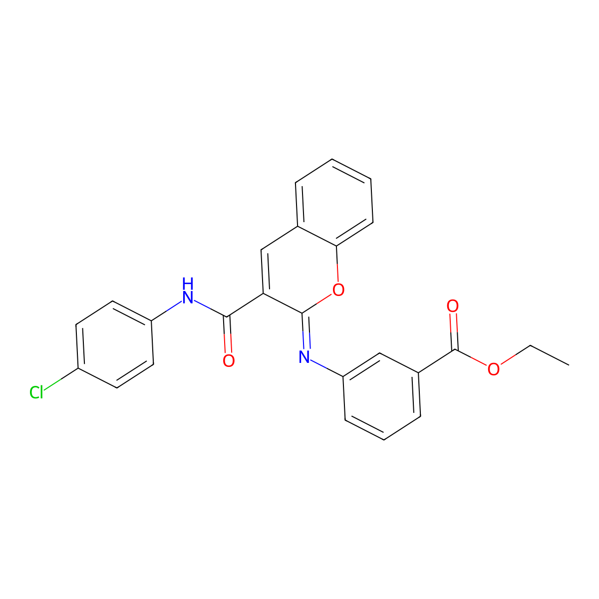 ethyl 3-{[(2Z)-3-[(4-chlorophenyl)carbamoyl]-2H-chromen-2-ylidene]amino}benzoate molecular structure, CAS 1327176-09-9