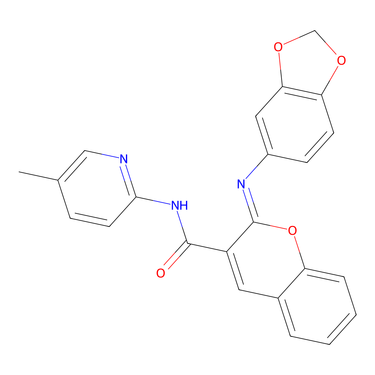 (2Z)-2-(1,3-benzodioxol-5-ylimino)-N-(5-methylpyridin-2-yl)-2H-chromene-3-carboxamide molecular structure, CAS 1327176-10-2