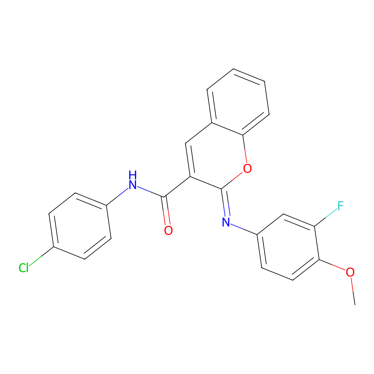 (2Z)-N-(4-chlorophenyl)-2-[(3-fluoro-4-methoxyphenyl)imino]-2H-chromene-3-carboxamide molecular structure, CAS 1327176-11-3