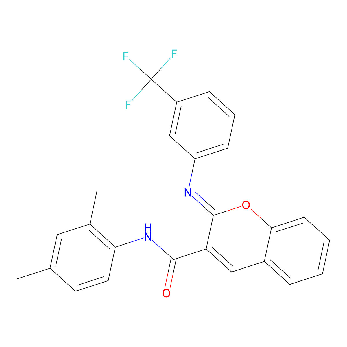 (2Z)-N-(2,4-dimethylphenyl)-2-{[3-(trifluoromethyl)phenyl]imino}-2H-chromene-3-carboxamide molecular structure, CAS 1327176-22-6