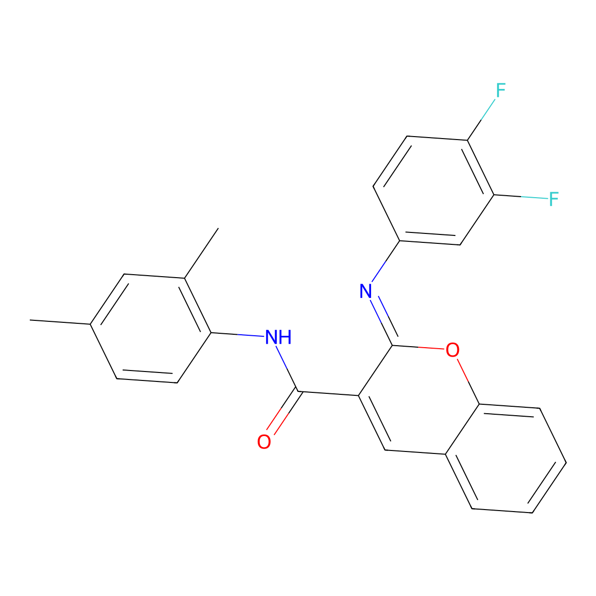 (2Z)-2-[(3,4-difluorophenyl)imino]-N-(2,4-dimethylphenyl)-2H-chromene-3-carboxamide molecular structure, CAS 1327176-24-8