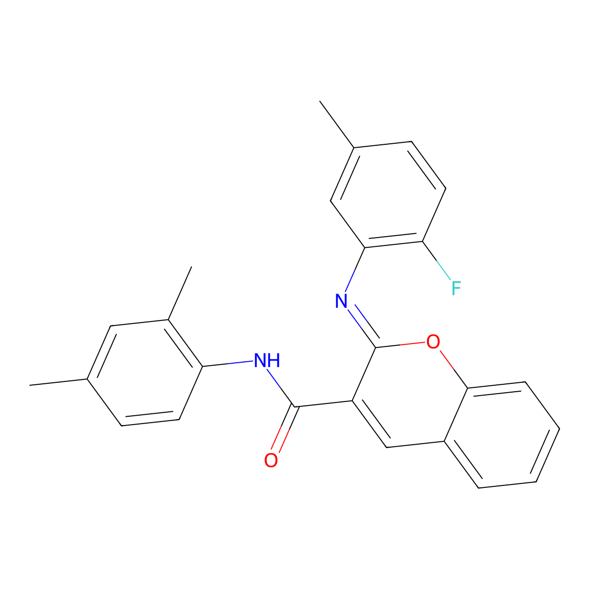 (2Z)-N-(2,4-dimethylphenyl)-2-[(2-fluoro-5-methylphenyl)imino]-2H-chromene-3-carboxamide molecular structure, CAS 1327176-25-9