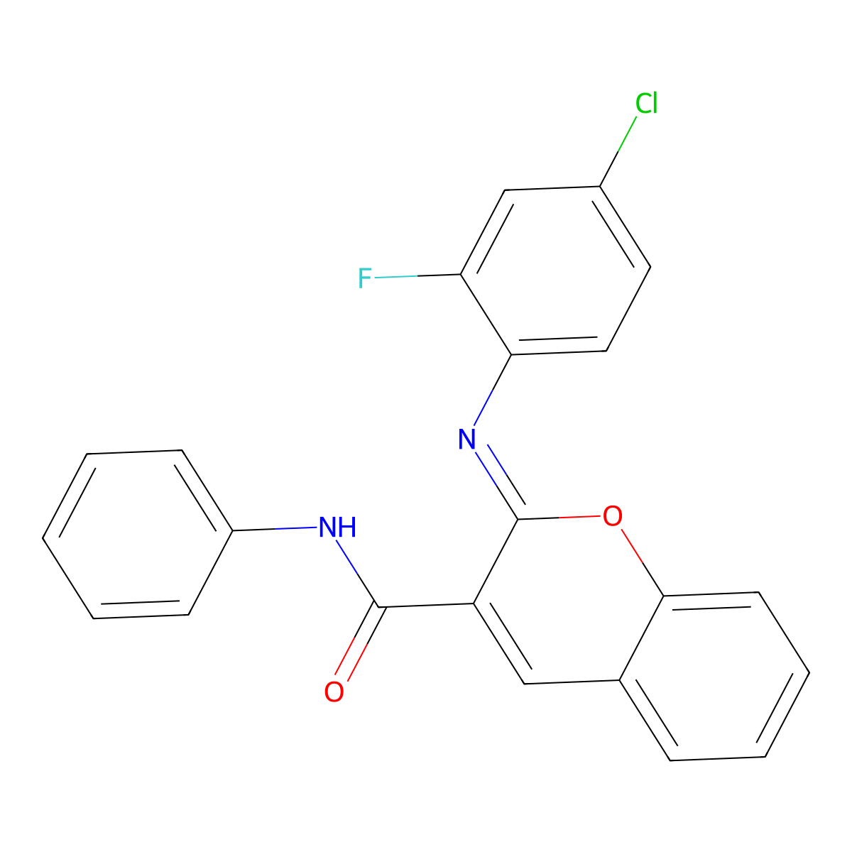 (2Z)-2-[(4-chloro-2-fluorophenyl)imino]-N-phenyl-2H-chromene-3-carboxamide molecular structure, CAS 1327176-31-7