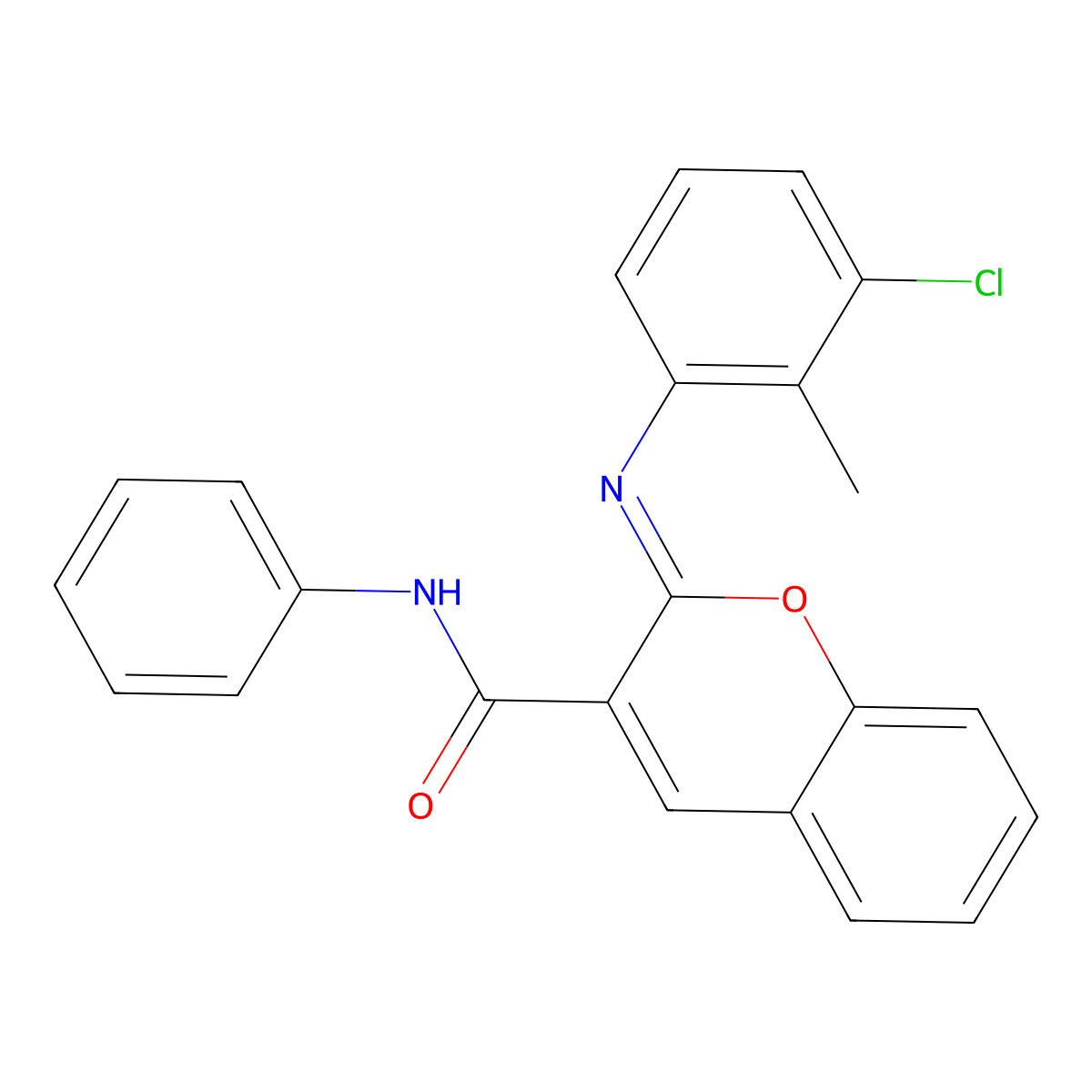 (2Z)-2-[(3-chloro-2-methylphenyl)imino]-N-phenyl-2H-chromene-3-carboxamide molecular structure, CAS 1327176-32-8