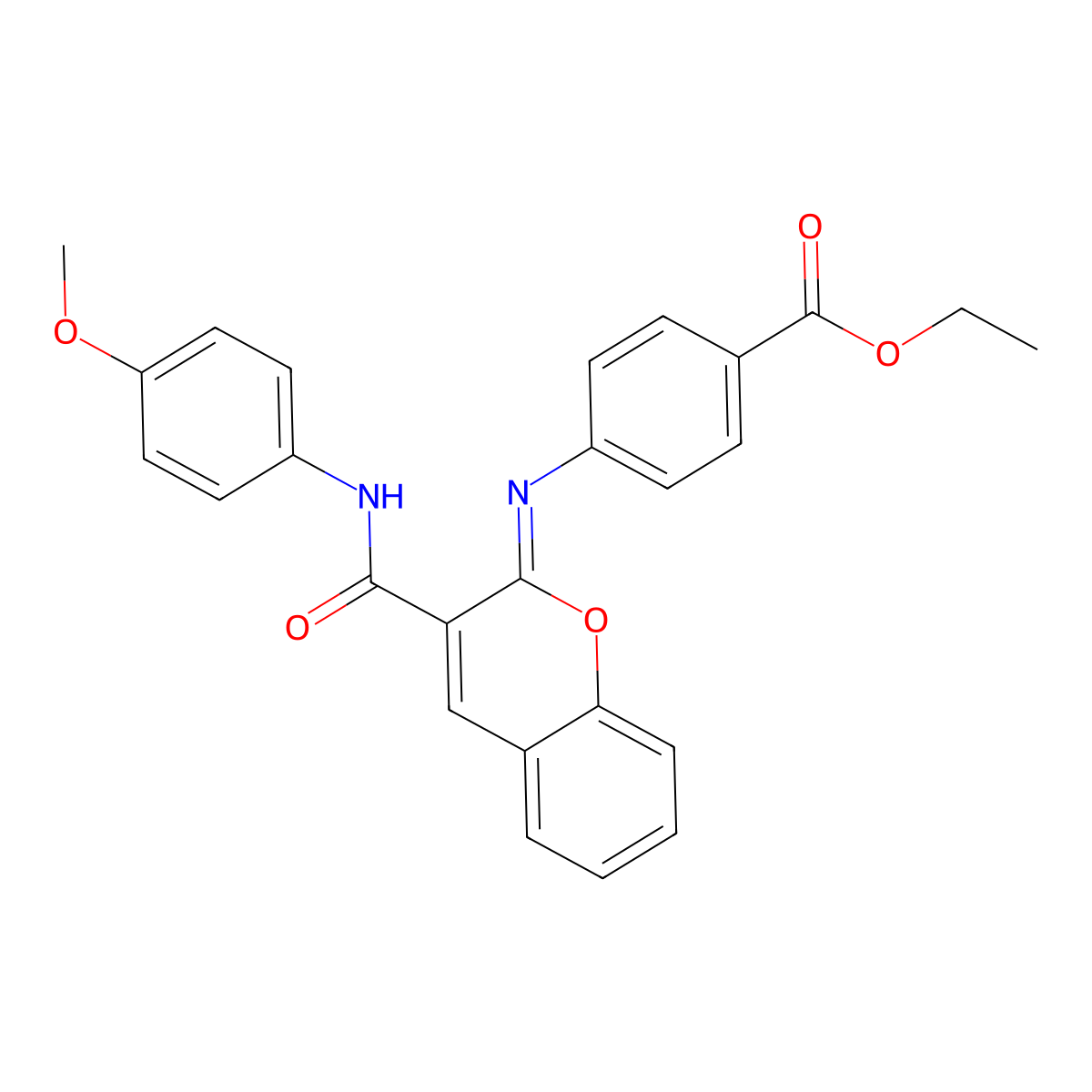 ethyl 4-{[(2Z)-3-[(4-methoxyphenyl)carbamoyl]-2H-chromen-2-ylidene]amino}benzoate molecular structure, CAS 1327176-34-0