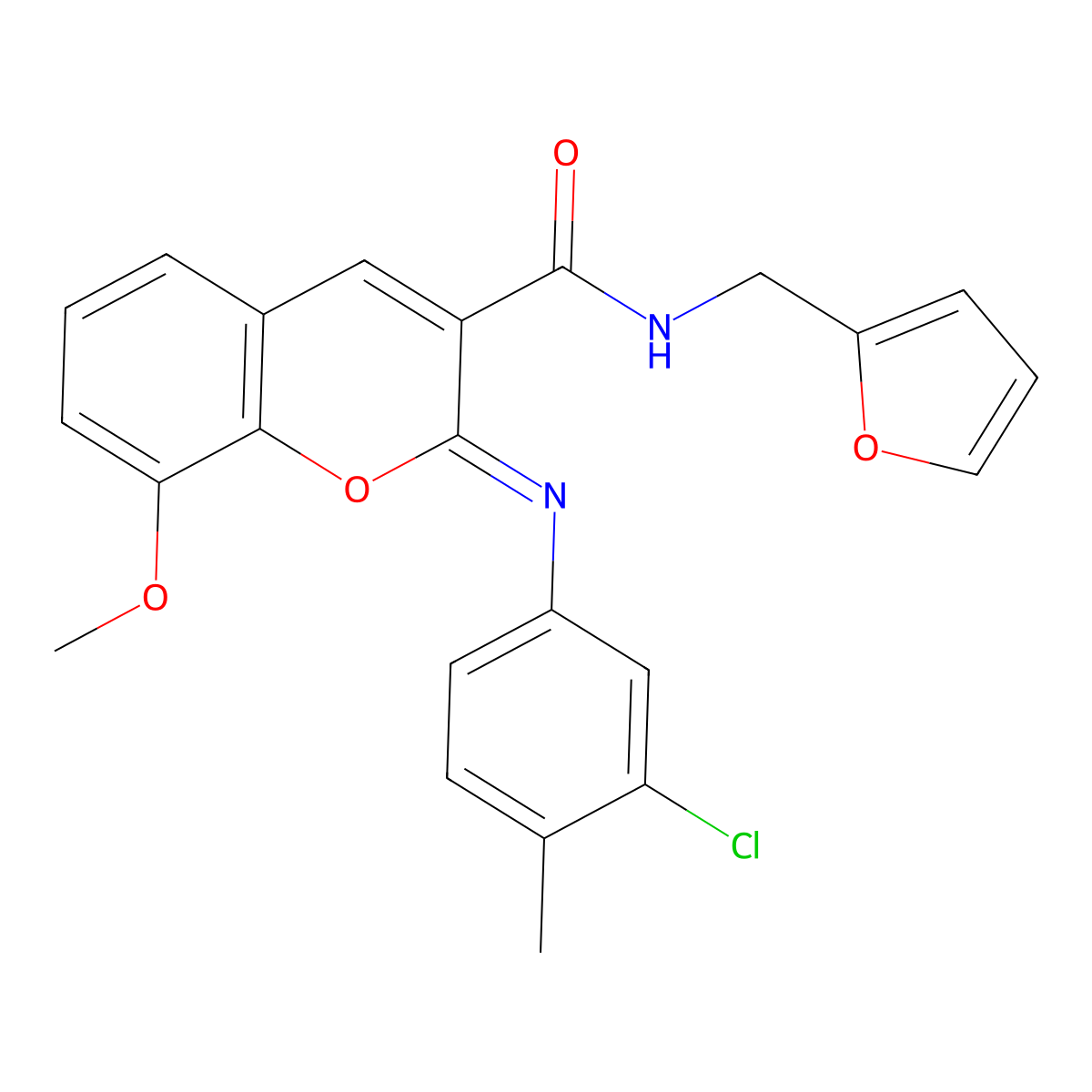 (2Z)-2-[(3-chloro-4-methylphenyl)imino]-N-(furan-2-ylmethyl)-8-methoxy-2H-chromene-3-carboxamide molecular structure, CAS 1327176-49-7