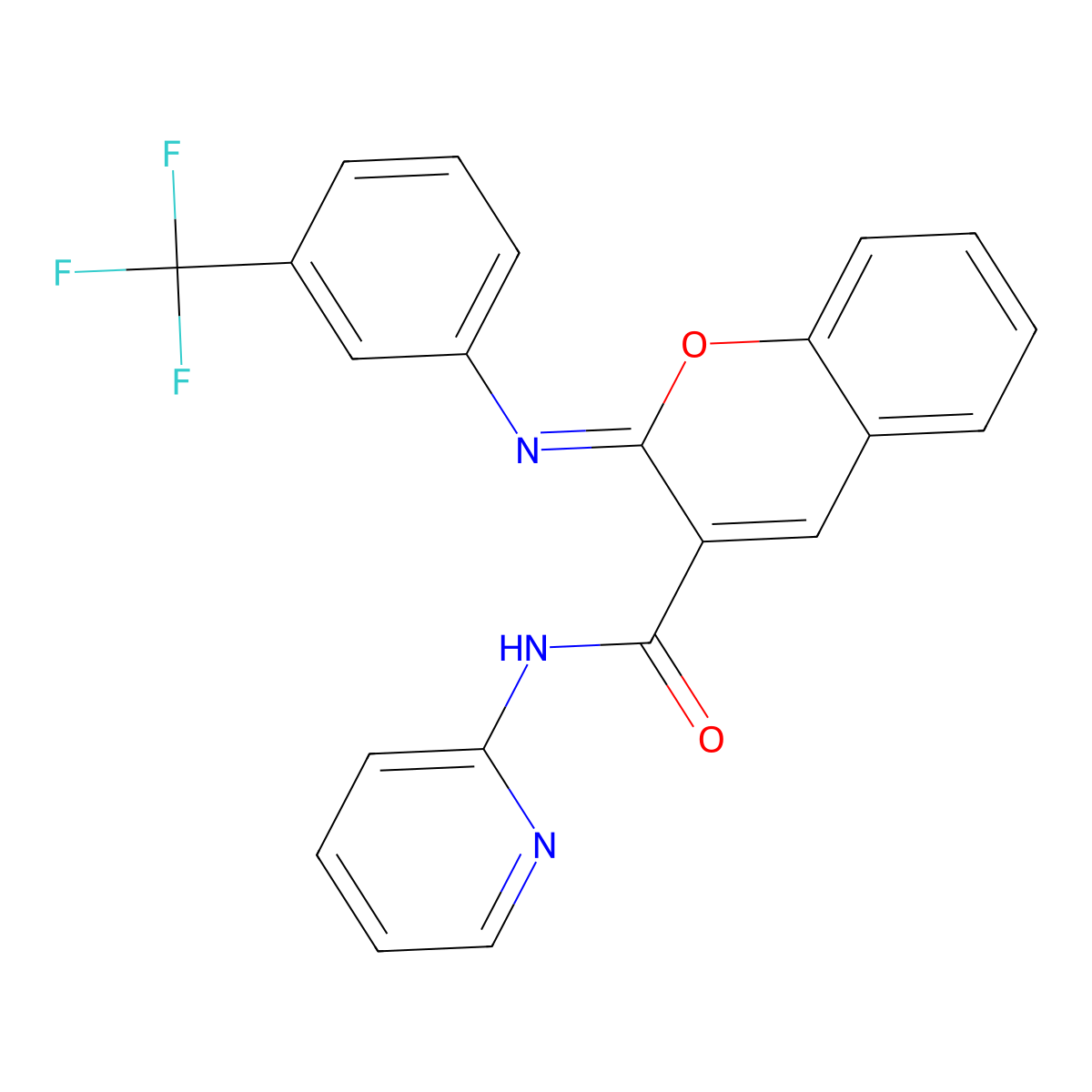 (2Z)-N-(pyridin-2-yl)-2-{[3-(trifluoromethyl)phenyl]imino}-2H-chromene-3-carboxamide molecular structure, CAS 1327176-50-0