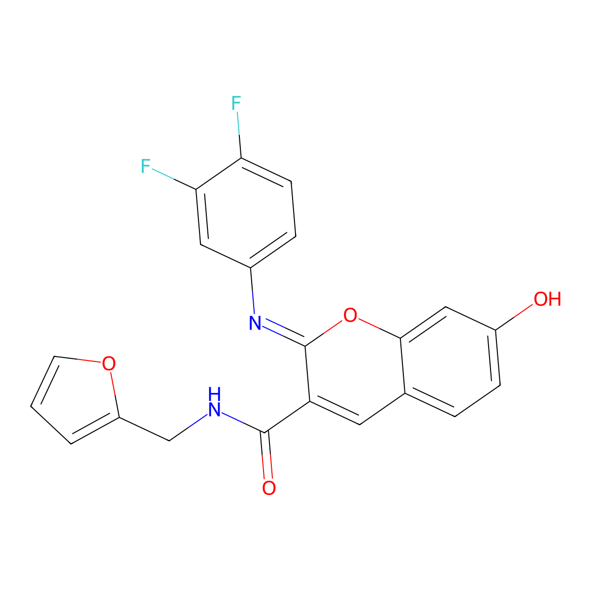(2Z)-2-[(3,4-difluorophenyl)imino]-N-(furan-2-ylmethyl)-7-hydroxy-2H-chromene-3-carboxamide molecular structure, CAS 1327176-53-3