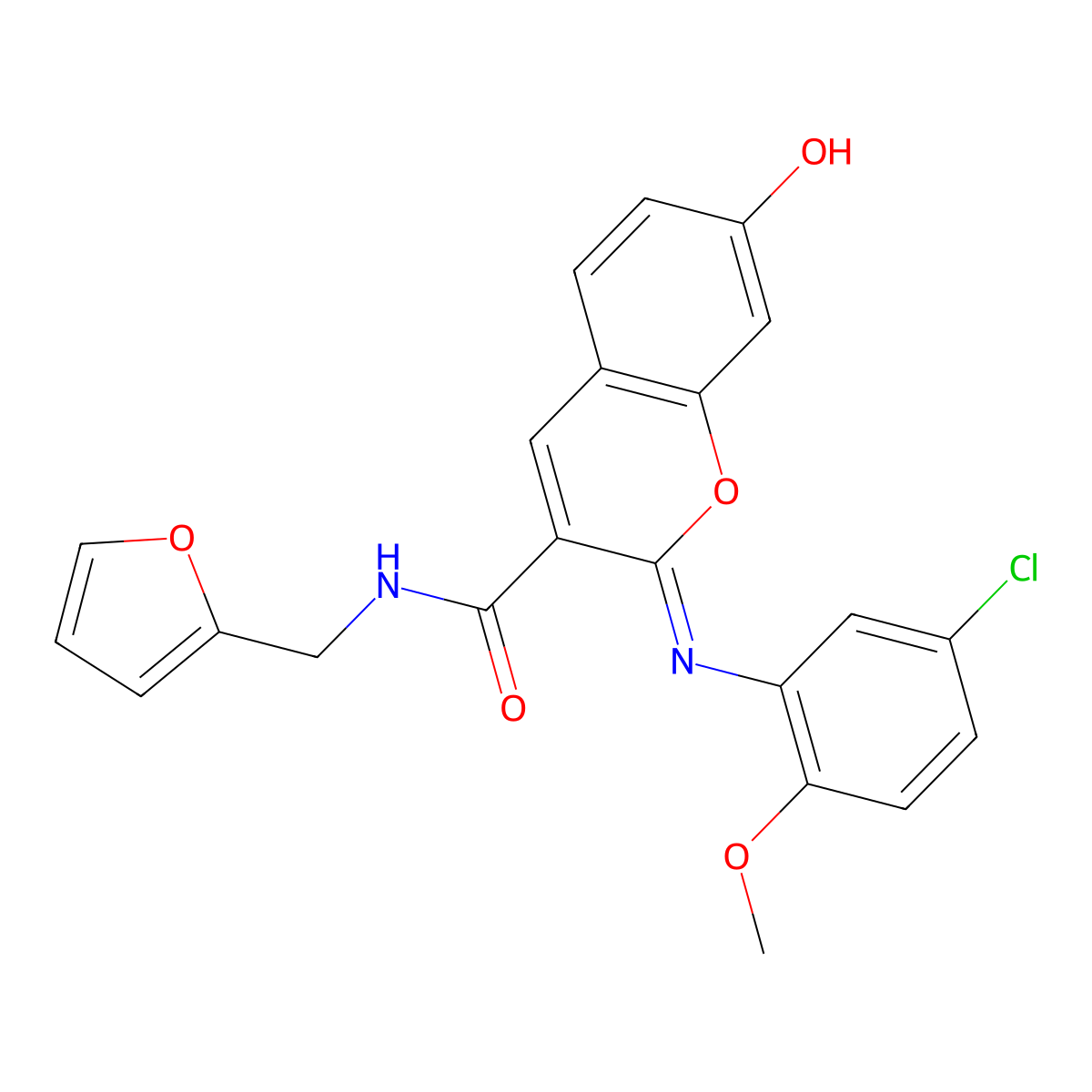 (2Z)-2-[(5-chloro-2-methoxyphenyl)imino]-N-(furan-2-ylmethyl)-7-hydroxy-2H-chromene-3-carboxamide molecular structure, CAS 1327176-55-5