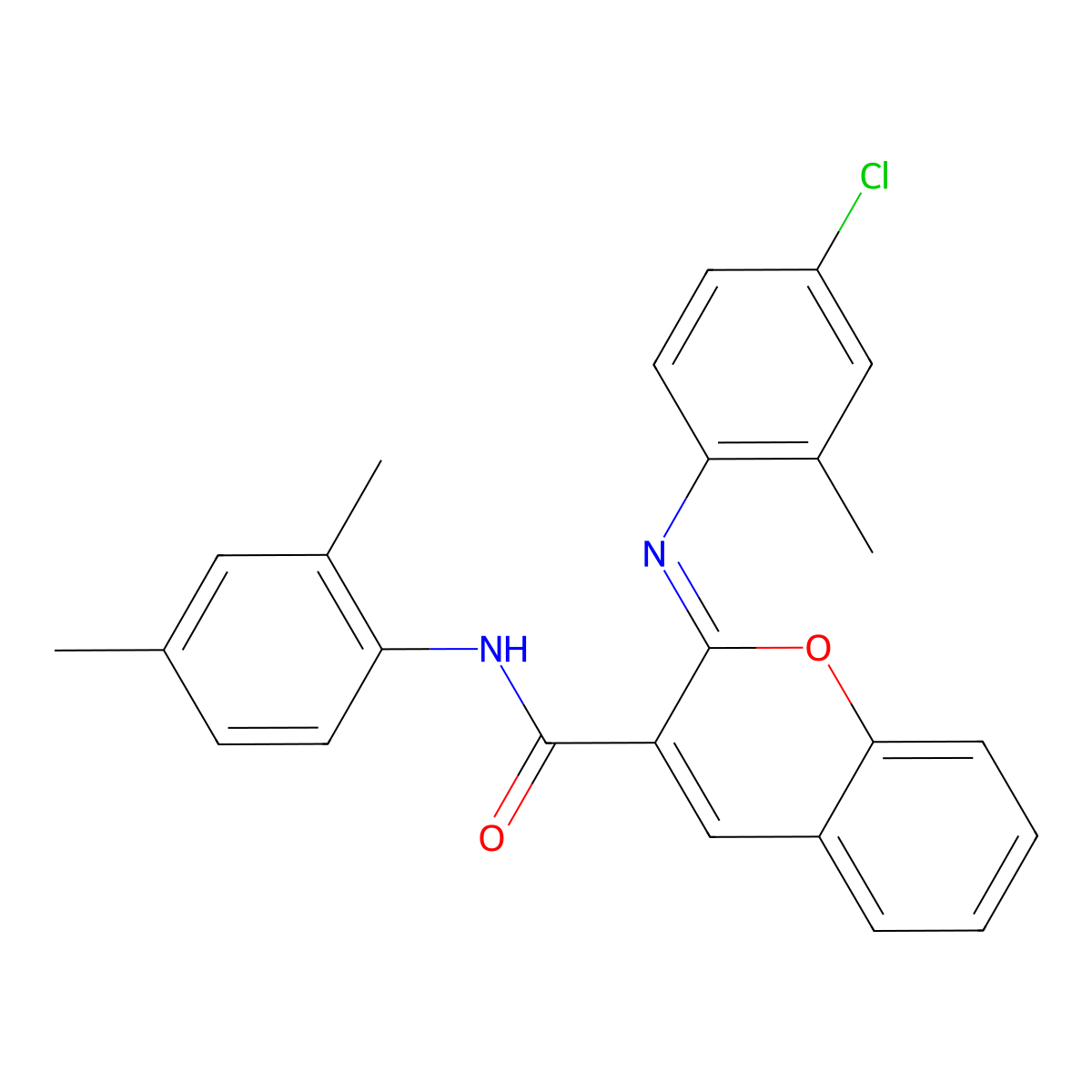 (2Z)-2-[(4-chloro-2-methylphenyl)imino]-N-(2,4-dimethylphenyl)-2H-chromene-3-carboxamide molecular structure, CAS 1327176-68-0