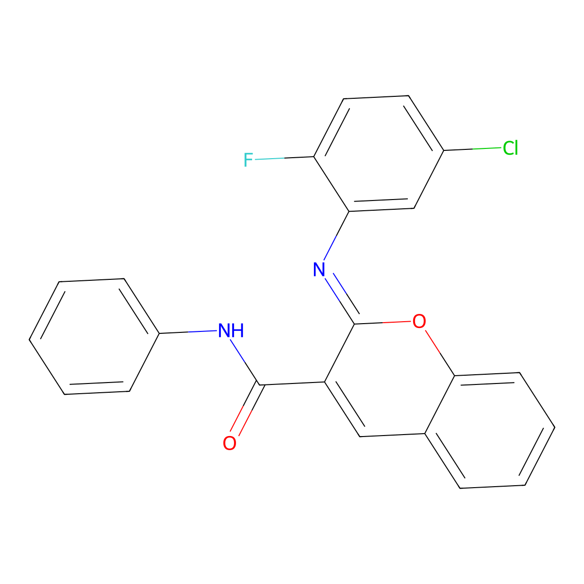 (2Z)-2-[(5-chloro-2-fluorophenyl)imino]-N-phenyl-2H-chromene-3-carboxamide molecular structure, CAS 1327176-75-9