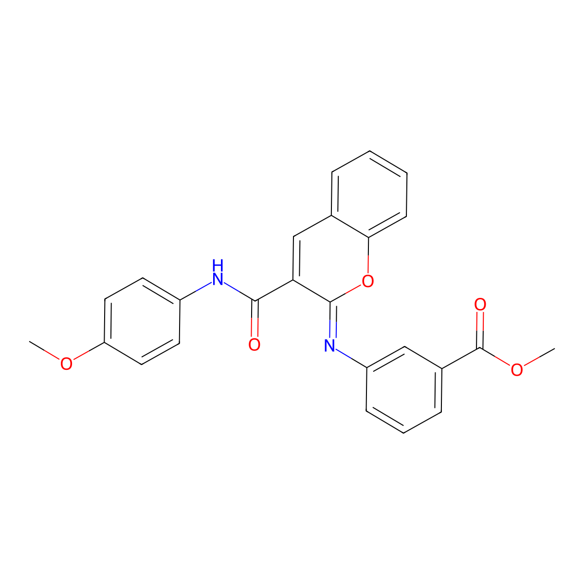 methyl 3-({(2Z)-3-[(4-methoxyphenyl)carbamoyl]-2H-chromen-2-ylidene}amino)benzoate molecular structure, CAS 1327176-77-1