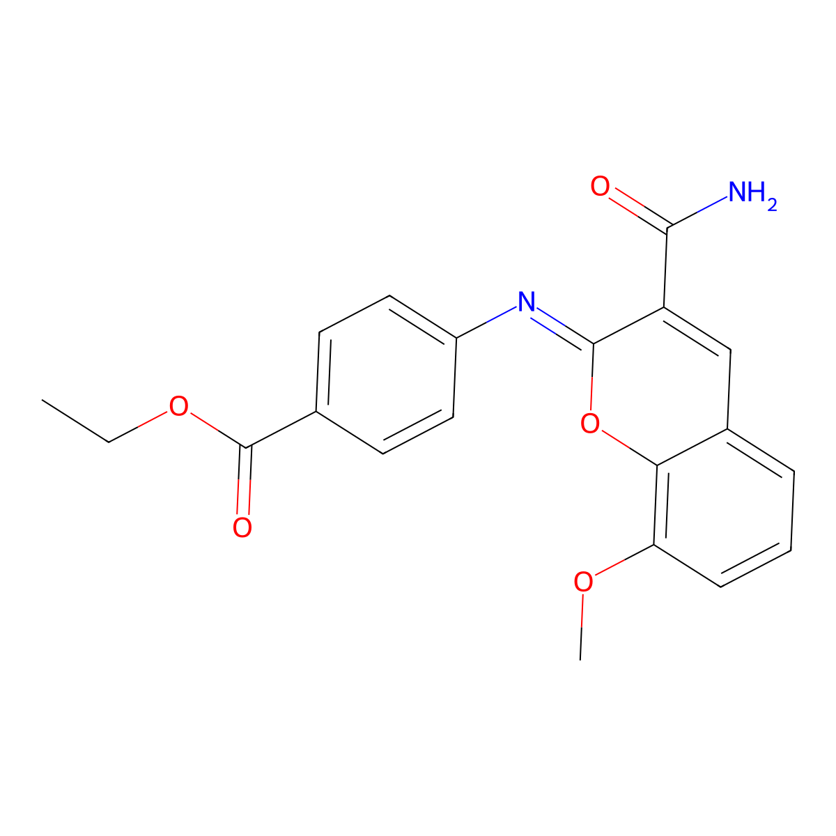 ethyl 4-{[(2Z)-3-carbamoyl-8-methoxy-2H-chromen-2-ylidene]amino}benzoate molecular structure, CAS 1327177-32-1