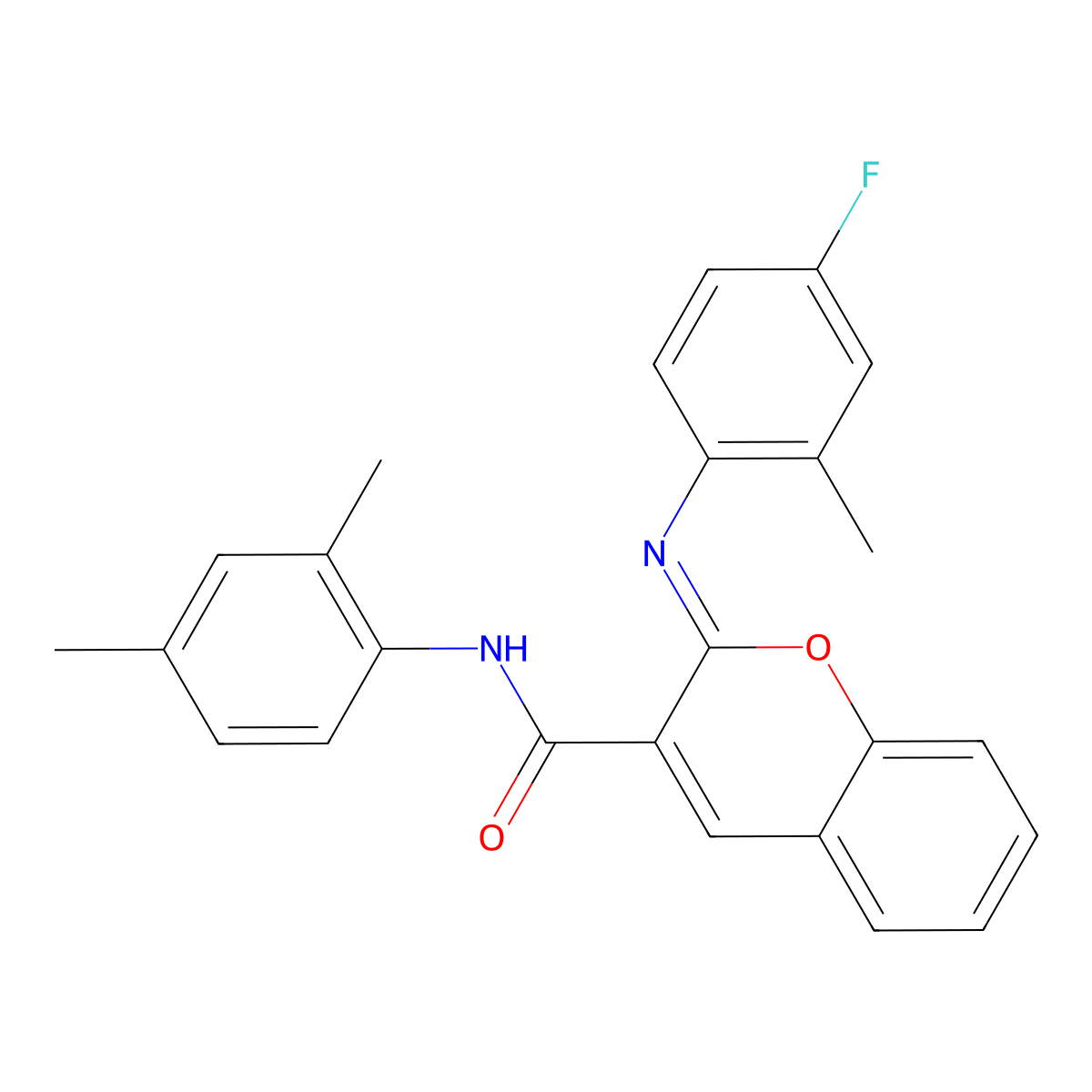 (2Z)-N-(2,4-dimethylphenyl)-2-[(4-fluoro-2-methylphenyl)imino]-2H-chromene-3-carboxamide molecular structure, CAS 1327177-35-4