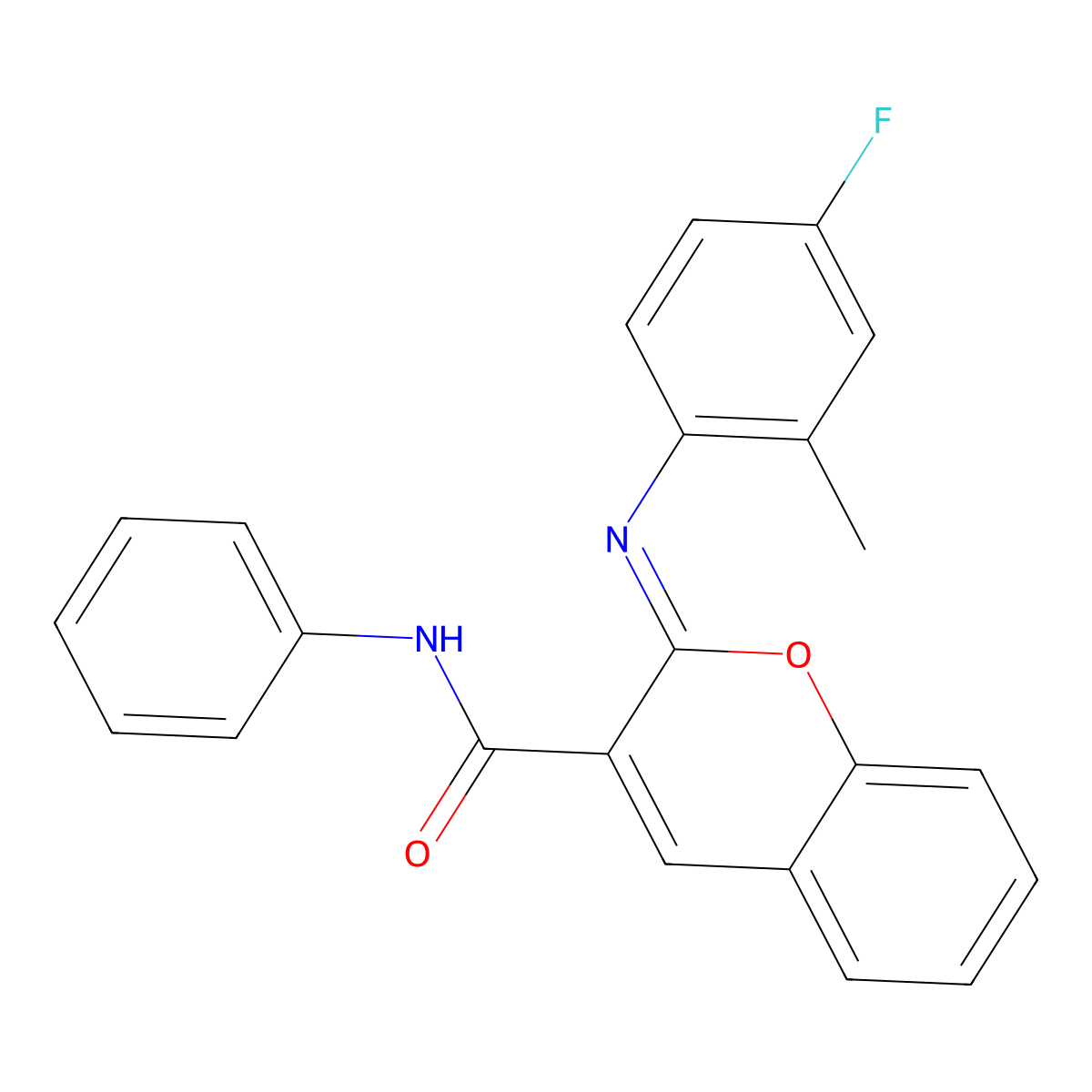 (2Z)-2-[(4-fluoro-2-methylphenyl)imino]-N-phenyl-2H-chromene-3-carboxamide molecular structure, CAS 1327177-36-5