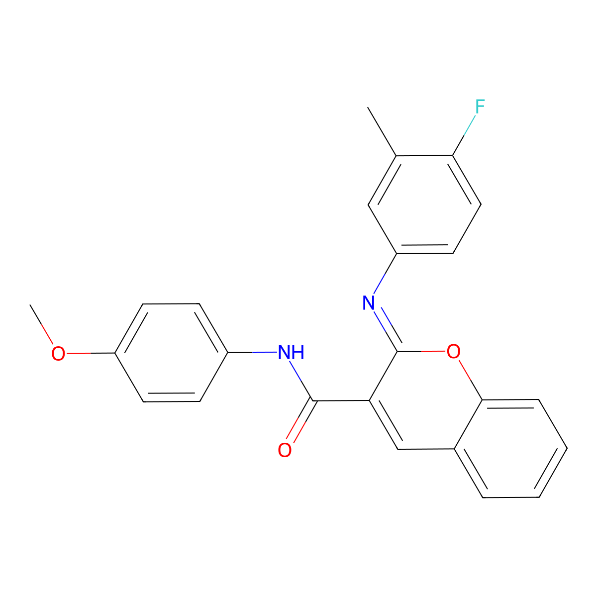 (2Z)-2-[(4-fluoro-3-methylphenyl)imino]-N-(4-methoxyphenyl)-2H-chromene-3-carboxamide molecular structure, CAS 1327177-43-4
