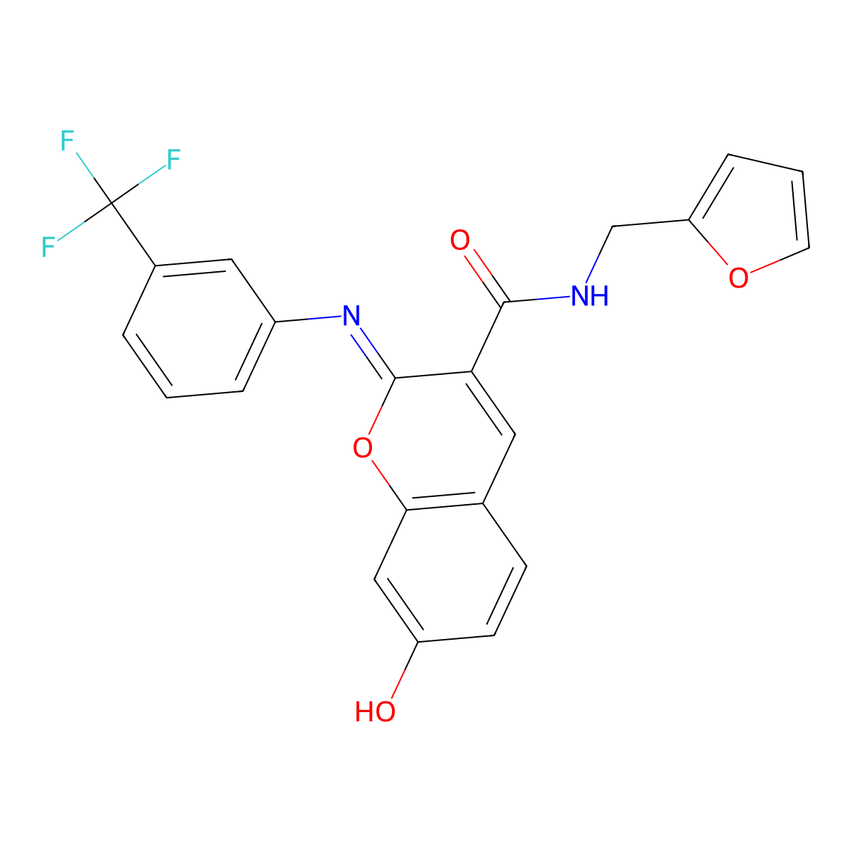 (2Z)-N-(furan-2-ylmethyl)-7-hydroxy-2-{[3-(trifluoromethyl)phenyl]imino}-2H-chromene-3-carboxamide molecular structure, CAS 1327177-54-7
