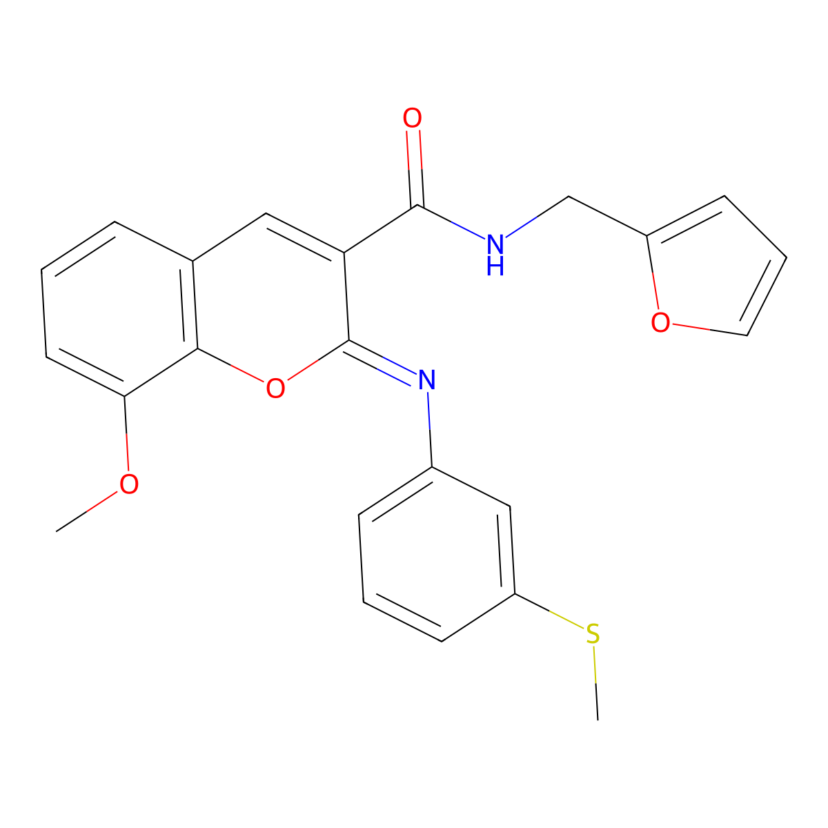 (2Z)-N-(furan-2-ylmethyl)-8-methoxy-2-{[3-(methylsulfanyl)phenyl]imino}-2H-chromene-3-carboxamide molecular structure, CAS 1327177-57-0